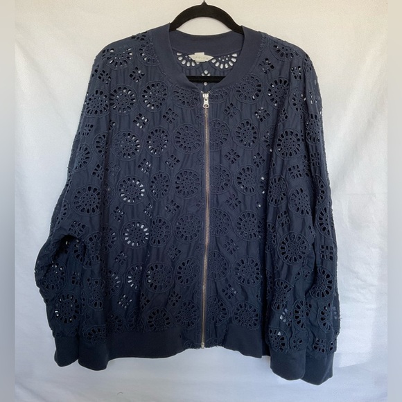 Caslon Blue Lace Bomber Jacket - Picture 7 of 7